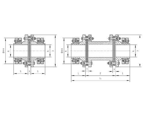DJM、SJM型鎖緊盤(pán)式單型彈性膜片聯(lián)軸器
